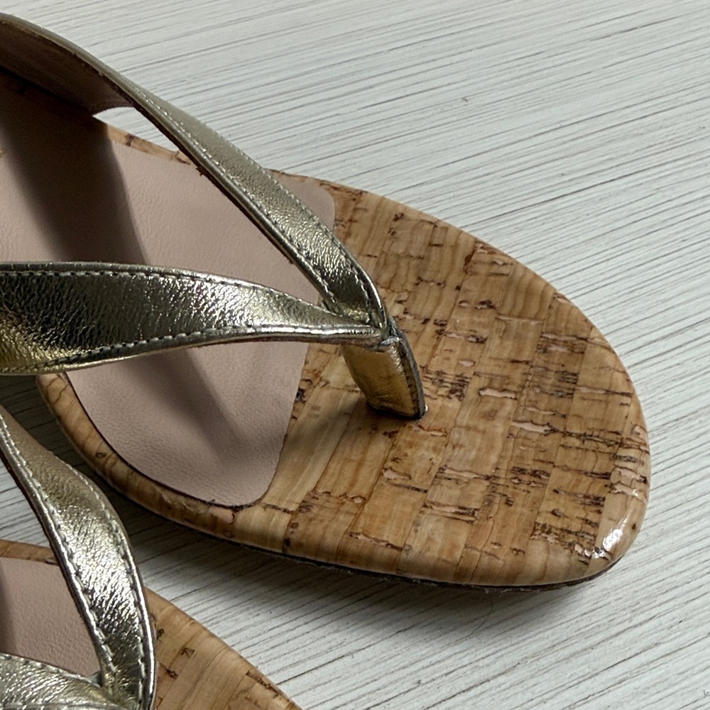 Stuart Weitzman Metallic Gold Cork Sandals size 8 NWOT - Picture 4 of 6